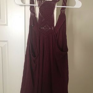 Maroon 1x tank with crocheted back